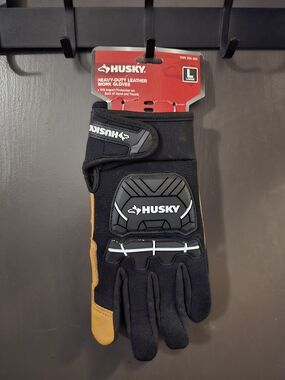 Men's Husky Heavy-Duty Leather Work Gloves - Black/Tan